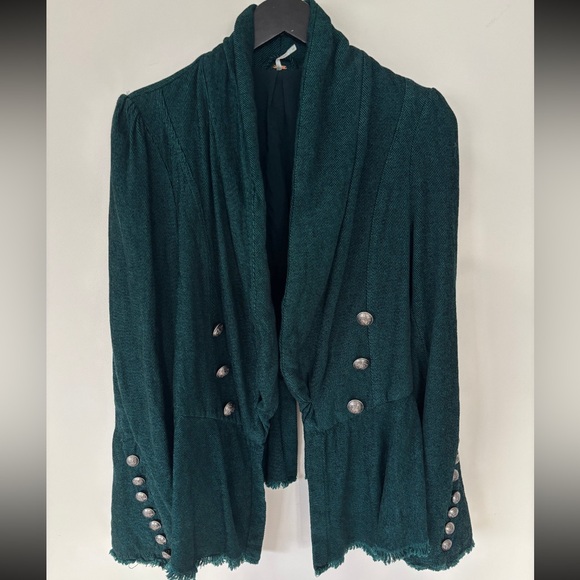 Free People Victorian Throwback Corduroy Green Blazer | Small - Picture 2 of 5